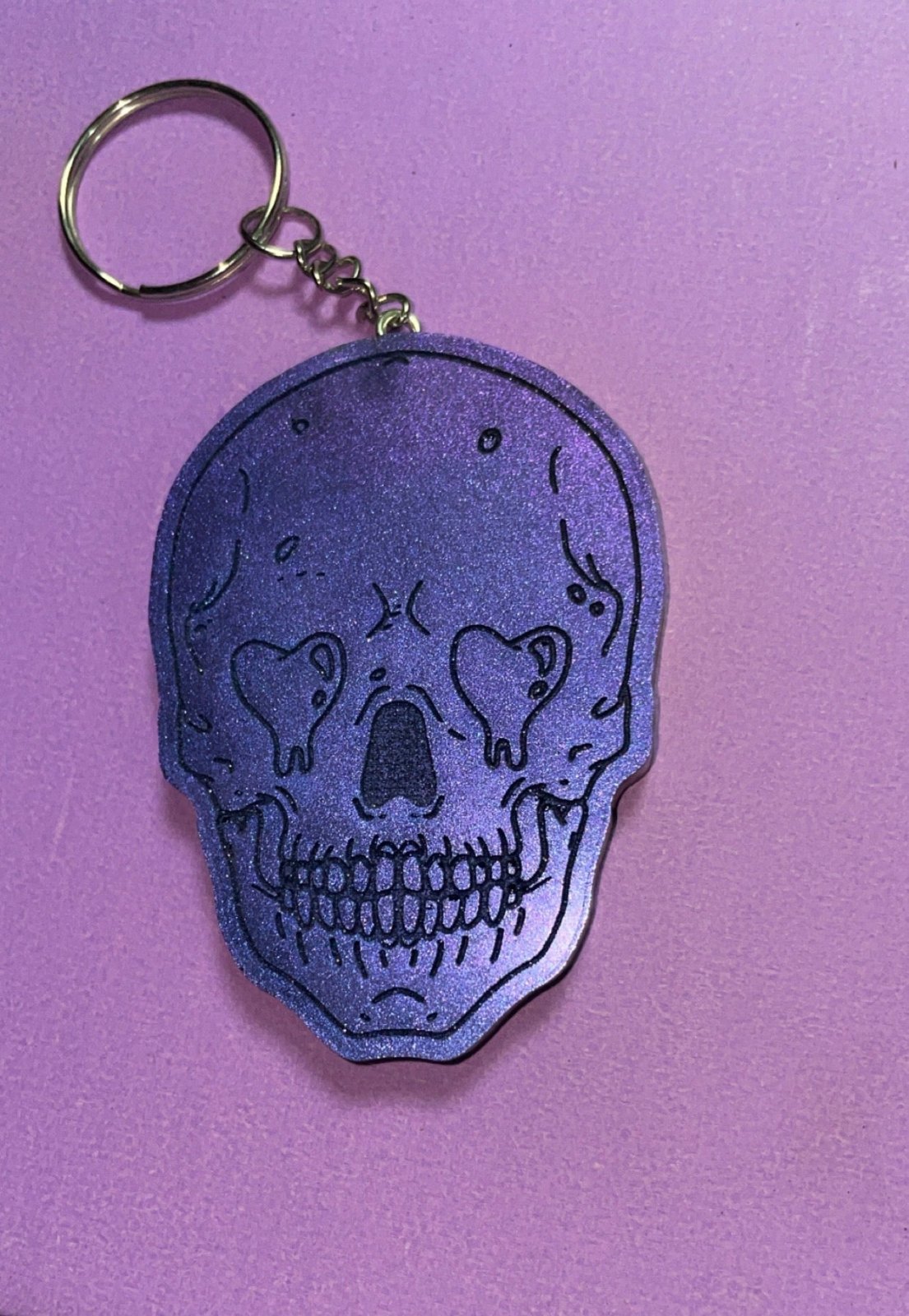 "Love Bites" Heart Eye Skull Keychain